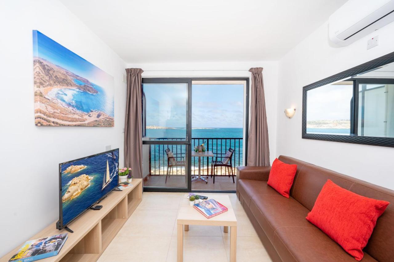 Islet Promenade Seafront 1 Bedroom Apartment With Sea View Balcony By Getawaysmalta San Pawl il-Baħar Eksteriør billede