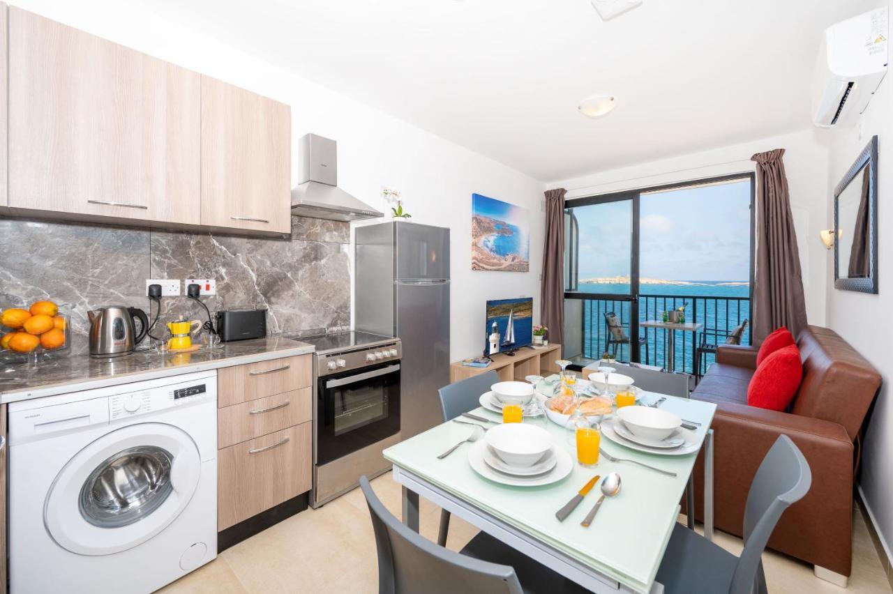 Islet Promenade Seafront 1 Bedroom Apartment With Sea View Balcony By Getawaysmalta San Pawl il-Baħar Eksteriør billede